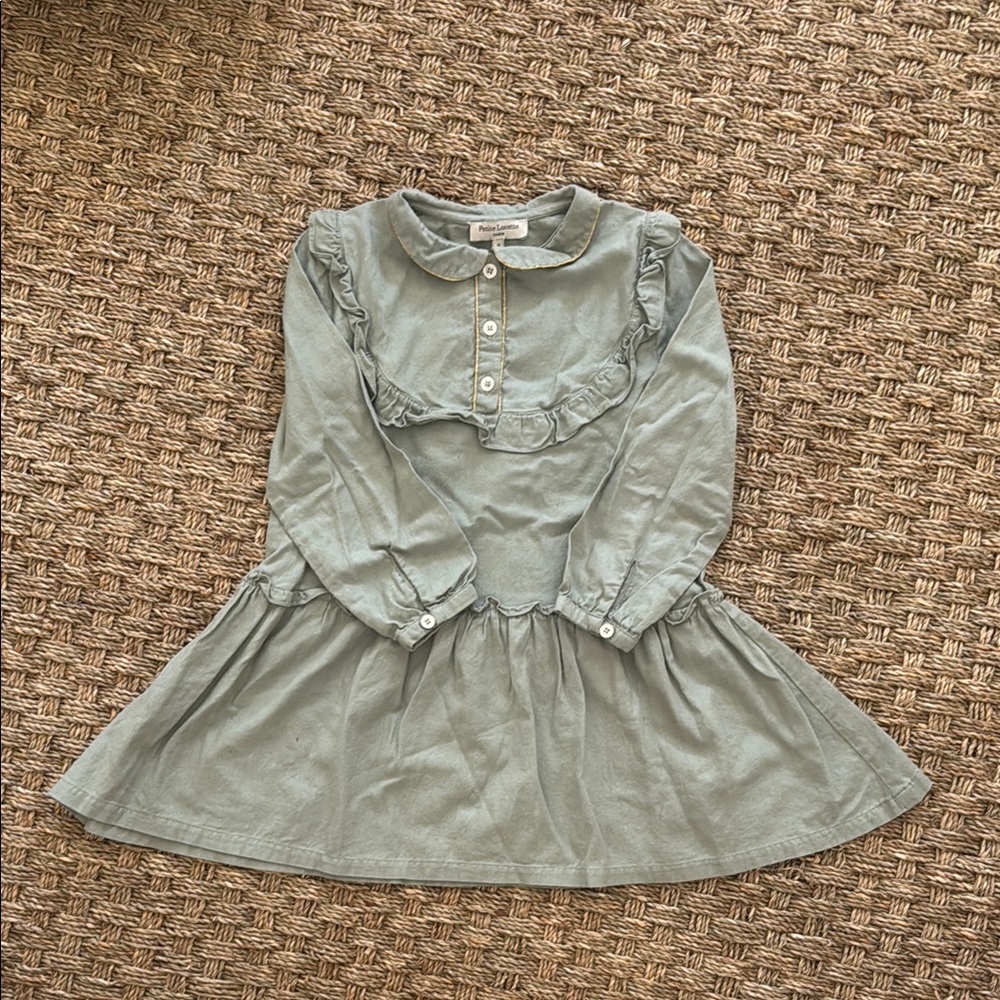 Casual Green Dress with Gold Piping